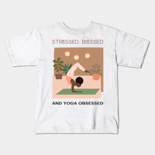 Stressed, Blessed and yoga obsessed Kids T-Shirt